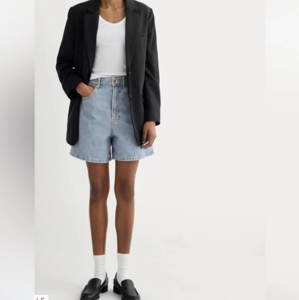 Everlane A Line Shorts Womens 27 Waist High Waisted Cotton Light Wash - Picture 1 of 10